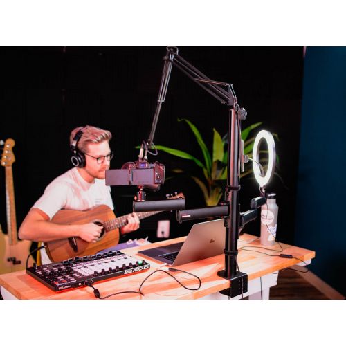 Стойка пантограф GATOR FRAMEWORKS GFW-ID-CREATORTREE ID Series All-In-One Content Creator Tree with Light, Mic & Camera Attachments